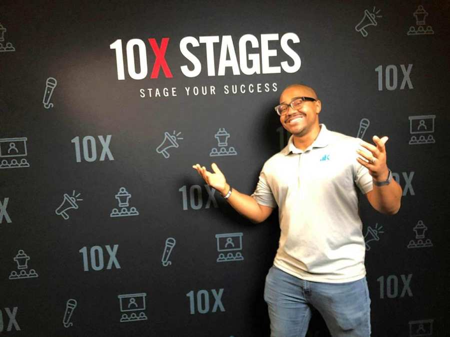 Cameron Williams speaking at an agency industry stage